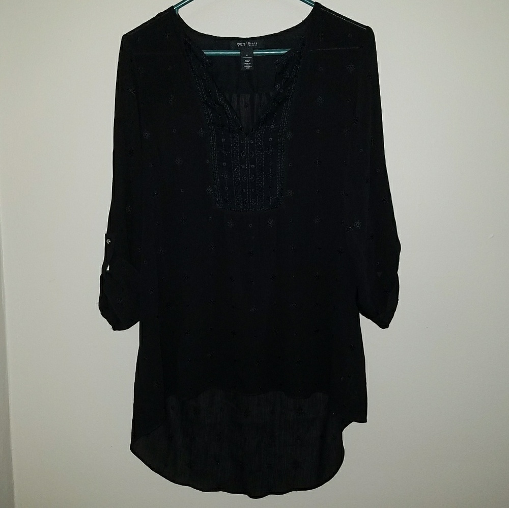 WHBM Black Embroidered Dress